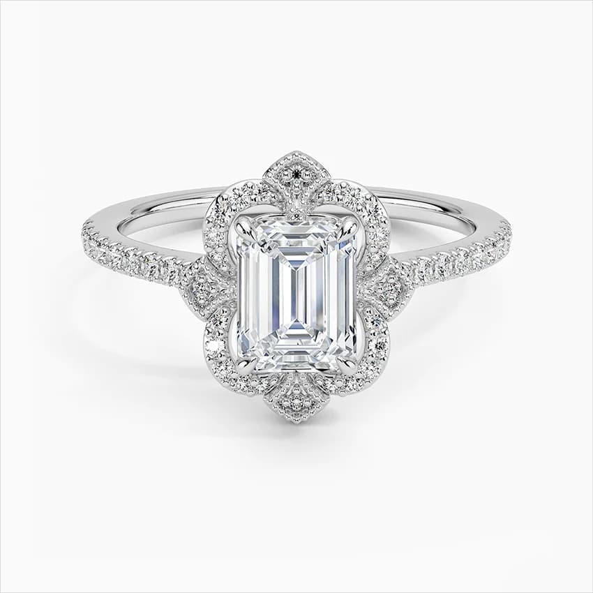 1,20 Karat Emerald Kesim Çerçeveli Laboratuvar Pırlantası Tektaş Yüzük – 1. görsel
