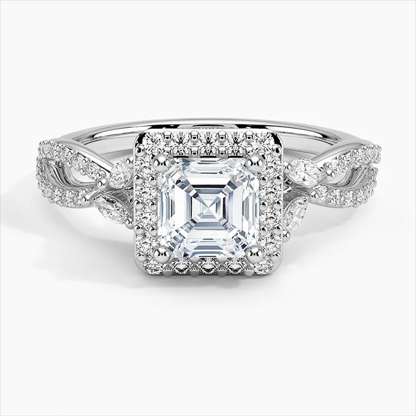 1,30 Karat Asscher Kesim Çerçeveli Laboratuvar Pırlantası Tektaş Yüzük – 1. görsel