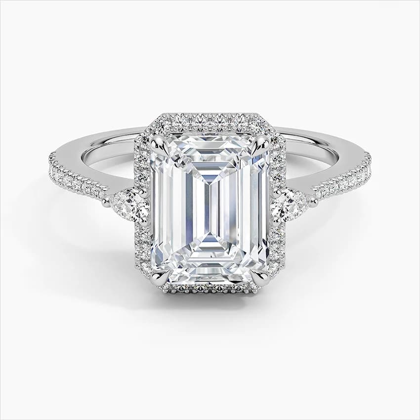 2,20 Karat Emerald Kesim Çerçeveli Laboratuvar Pırlantası Tektaş Yüzük – 1. görsel