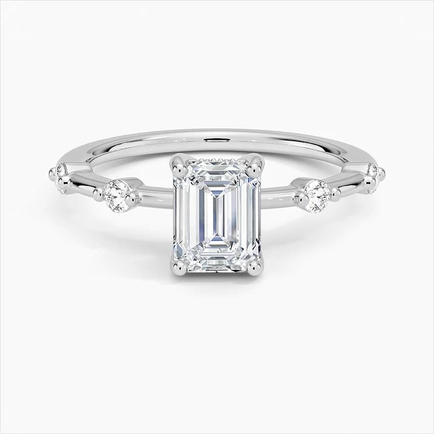 1,20 Karat Emerald Kesim Gizli Çerçeveli Laboratuvar Pırlantası Tektaş Yüzük – 1. görsel
