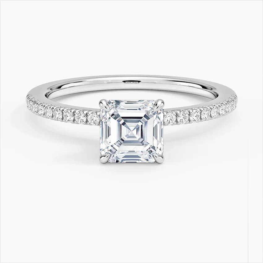 1,25 Karat Asscher Kesim Gizli Çerçeveli Laboratuvar Pırlantası Tektaş Yüzük – 1. görsel