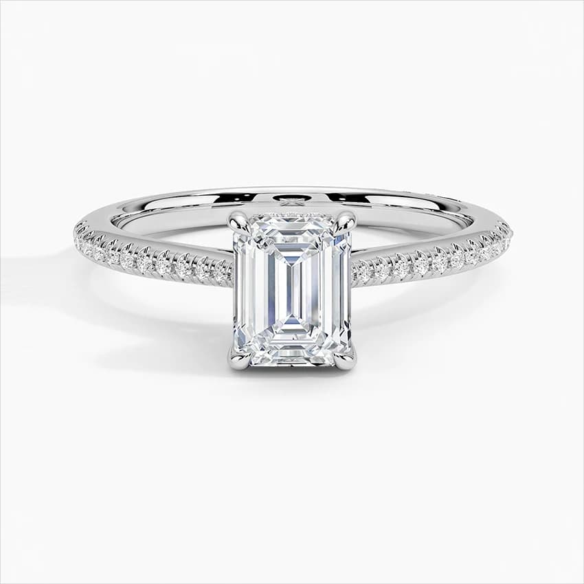 1,25 Karat Emerald Kesim Gizli Çerçeveli Laboratuvar Pırlantası Tektaş Yüzük – 1. görsel