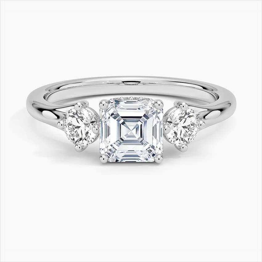 1,50 Karat Asscher Kesim Gizli Çerçeveli Laboratuvar Pırlantası Tektaş Yüzük – 1. görsel