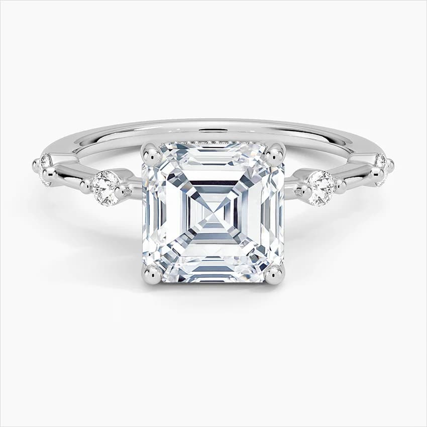 2,20 Karat Asscher Kesim Gizli Çerçeveli Laboratuvar Pırlantası Tektaş Yüzük – 1. görsel