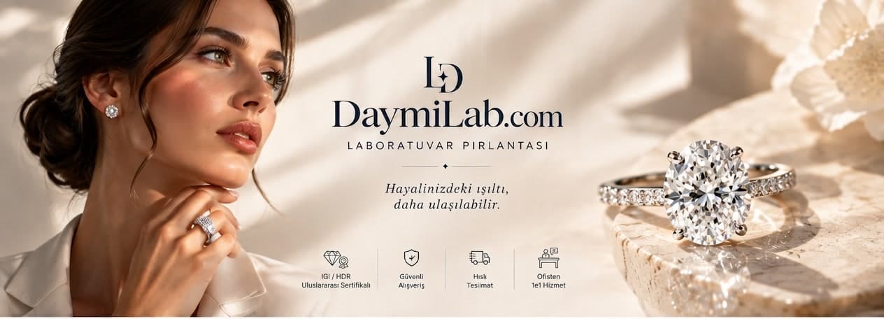 DaymiLab laboratuvar pırlantası — oval kesim tektaş yüzük, 14 ayar beyaz altın